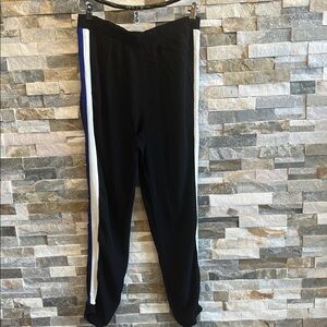 Have Black Wide Leg Jeans with White & Blue Side Stripes